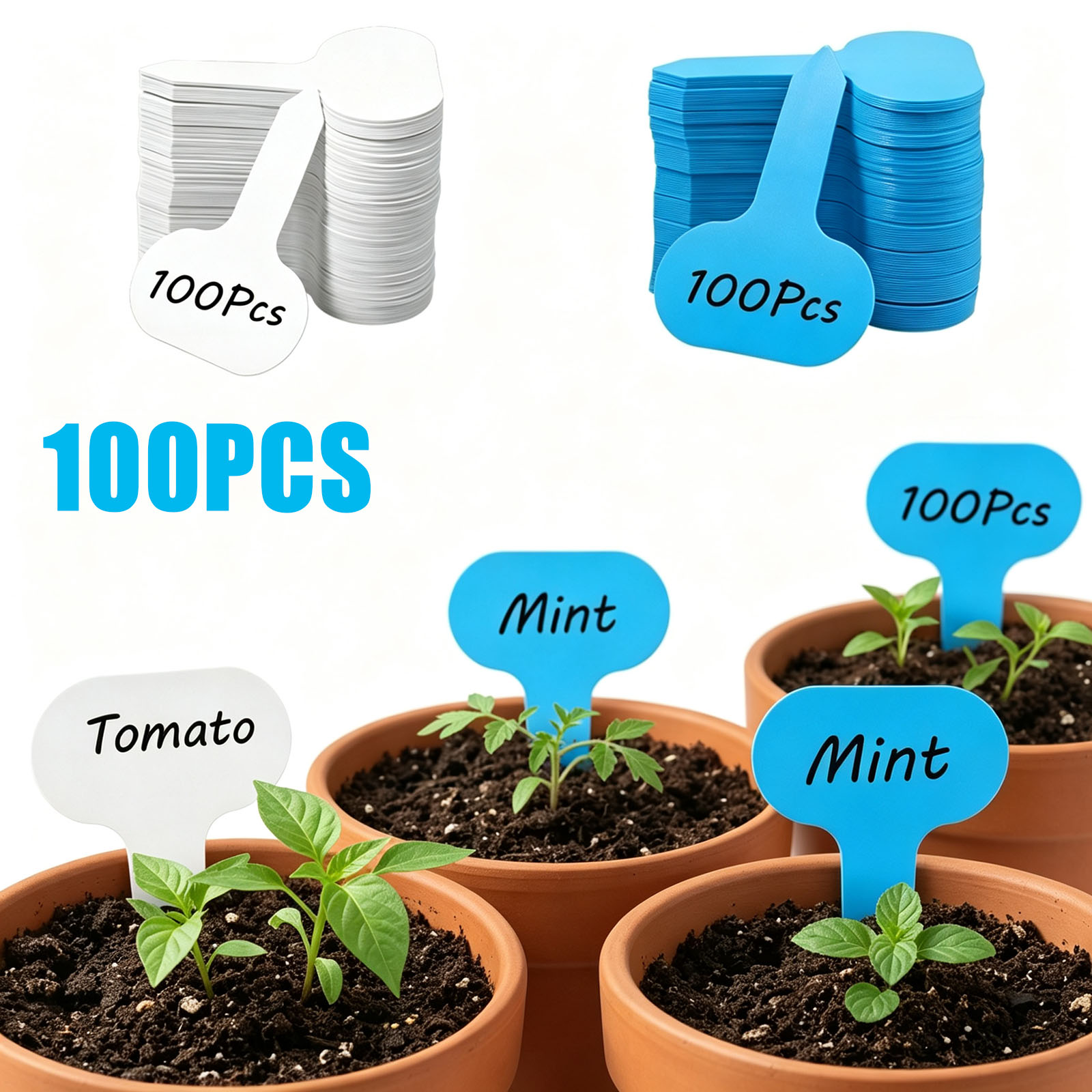 Plant Label Tags - 100 Etichette per Piante, Targhette da
